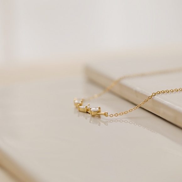Crystal Bar Necklace | 14k Gold Plated - Picture 5 of 8
